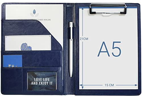 A5 Klemmbrett Mappe Schreibmappe mit Klemmbrett A5 Organizer Mappe Din (Blau)