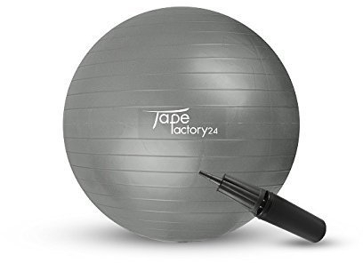 Tapefactory24 Gymnastikball inklusive Pumpe (Gewählte Variante: Grau, 65cm) - Hochwertiger Sitz- und Fitnessball von 55 cm bis 85 cm Durchmesser Größen erhältlich
