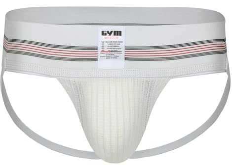 Gym, Sospensorio Classico a Fascia Larga da Uomo da 7,6 cm, Bianco, Large