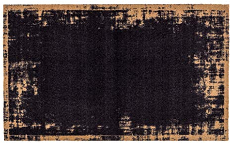 Astra Rutschfester Teppich Wohnzimmer - Miabella Fußmatte innen - Küche Läufer Flur Schmutzfangmatte - Sauberlauf 66x110cm Uni Bordüre schwarz