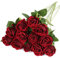 Anaoo 12 PCS Rosas Artificiales Flores Rosa de Seda Realista de Largo Tallo con Ramo Decoración Nupcial de Novia Arreglos Florales de Boda, Hogar, Jardin, Hotel, Bouquet, Centros de Mesa, Borgoña