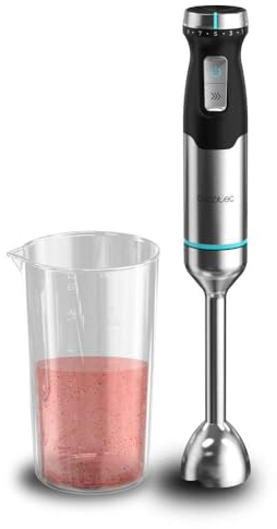 Cecotec Batidora de Mano Power Pulsar 2300MAX. 2300W Potencia Máxima, Cuchillas De 4 Hojas de Acero Inox, Pie XL, Campana Antisalpicaduras, Incluye Vaso 700ml sin tapa.