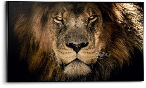 REINDERS Gerahmtes Bild, Löwe Kopf, Teenager Zimmer, Bilder, Wanddeko, Room Decor, MDF, Braun, 70 x 118