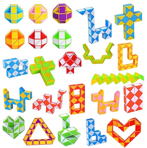 Ainiv Serpiente mágica, 24 Pack 24 Segmentos Magic Snake Cube, Magico de Serpiente Juguete de Rompecabezas, Serpiente Magic Snake para Regalos Cumpleaños Niños Colegio Detalles Cumpleaños