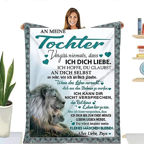 FDHVCB Kuscheldecke Personalisierte Geschenke, Decke für Tochter von Papa, Vater zu Tochter Briefdecke, Weihnachten Geburtstagsgeschenk Mädchen Flanelldecke 150 * 200cm