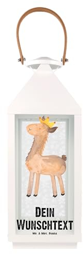 Mr. & Mrs. Panda L Personalisierte Deko Laterne Lama König - Personalisierte Geschenke, Gartendekoration, XXL Laternen, Königin, Mama, Gartenlampe,