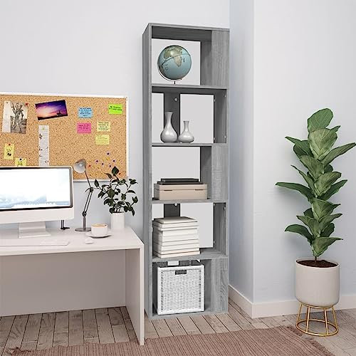 DYRJDJWIDHW libreria con cassetti,libreria a scala,Libreria Grigio Sonoma 45x24x160 cm in Legno MultistratoAdatto a soggiorno, ufficio, cucina