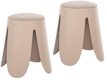 Rebecca Mobili Set 2 Sgabelli Impilabili, Sgabelli con Seduta Rotonda, Rosa, Polipropilene Similpelle, Senza Schienale, per Salotto Cameretta - Misure HxLxP: 46 x 30 x 30 cm - Art. RE7197