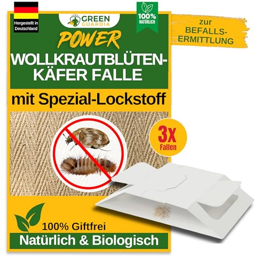GREEN GUARDIA Trappola per coccinelle di lana con speciale tessuto – 3 trappole – ecologica per combattere i coleotteri di lana senza sostanze chimiche con superfici adesive