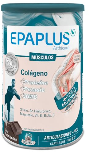 EPAPLUS Arthicare Músculos | Colágeno en Polvo con HMB, Proteína, Magnesio y Potasio | Sabor Chocolate | Ayuda al Funcionamiento Muscular y Articular | Sin Azúcar | 504 g (30 Días)