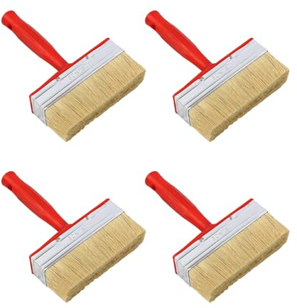 Lot de 4 applicateurs de peinture en poils naturels - Idéal pour les revêtements solvants, vernis, bois, huile sur murs et terrasses
