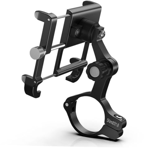 ibasenice Support Téléphone Vélo Aluminium Rotatif Antichoc pour Guidon Accessoire Moto Cyclisme Navigation Ajustable Noir