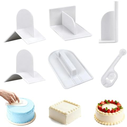 Cake Smoother Set, 5 PCS Fondant Smoother Tool,Flat Cake Decorating Tools for Home Kitchen & Cake Shops DIY (White)