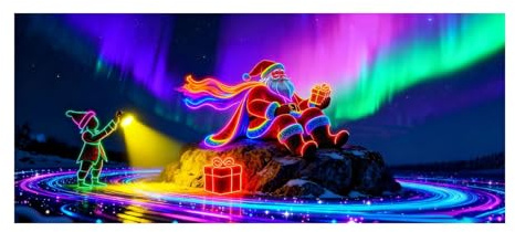 DzpKrka Custodia per porta di Garage di Natale, Santa Fluorescente brilla al nero, grande striscione in tela, porta garage, Natale, per interni feste, portico, giardino, fotografia