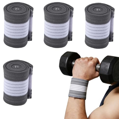 2 Par Muñequeras Deportivas, Muñequera Túnel Carpiano, Correa de Muñeca Elástica Polímero de Compresión Transpirable Soporte, Transpirable Banda Elástica Muñequera Deportiva (Gris/Blanco)