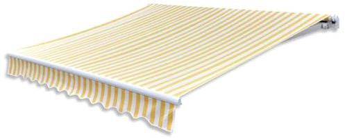 LKJephalotrop Tenda da sole con braccio articolato, 300 x 250 cm, a righe, in poliestere, con telaio in alluminio e rinforzo in metallo, per terrazza e balcone