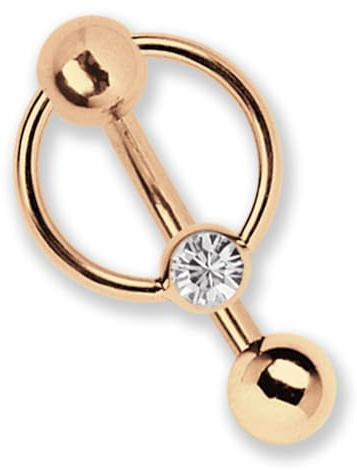 Modern Nature Piercing-Schmuck Piercing intimo o addominale a banana placcato oro rosa in 1,6 mm di spessore con sfera da 5 mm e BCR, Acciaio inossidabile, Senza pietra