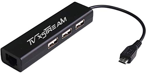 Adaptateur LAN Ethernet avec 3 ports USB avec alimentation micro USB pour appareils de streaming TV, Stick 2e génération, 3e génération 4K Firestick, plus câble USB vers CC pour l'alimentation