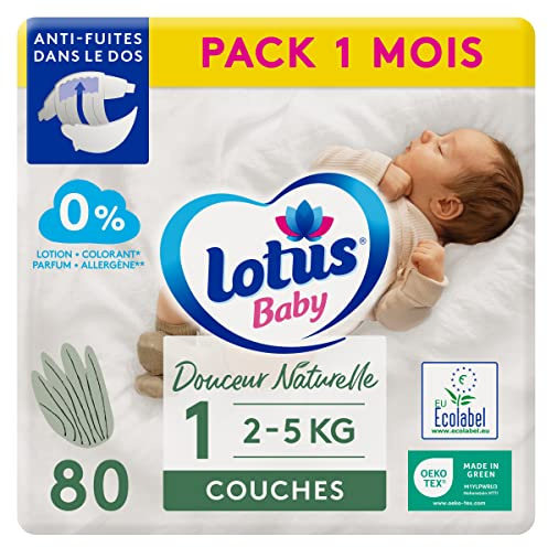Lotus Baby Naturlig mjukhet - blöjor storlek 1 (2-5 kg/nyfödd) förpackning 1 månad - 80 lager