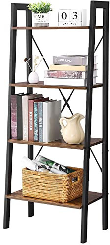 mcc direct 4-Tier Bookcase Multifunction Display Rack Ladder Bookshelf (Walnut)