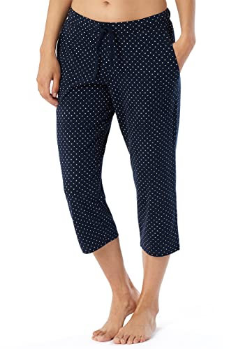 Schiesser Damen Schlafhose 3/4 Lang Kurz Baumwolle - Mix + Relax Pyjamaunterteil, Dunkelblau-gem._179270, 48 EU