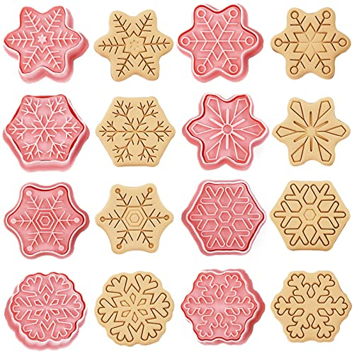 8 Stück Weihnachten Ausstecher, Schneeflocke Keksausstecher Backset zum, 3D Fondant Ausstechformen, Keksausstecher Plastik für Kinder, Snowflake Cookie Cutter für Backen Weihnachtsfeier