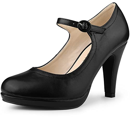 Allegra K Escarpins à Talon Aiguille et Bride à la Cheville pour Femmes Noir 39