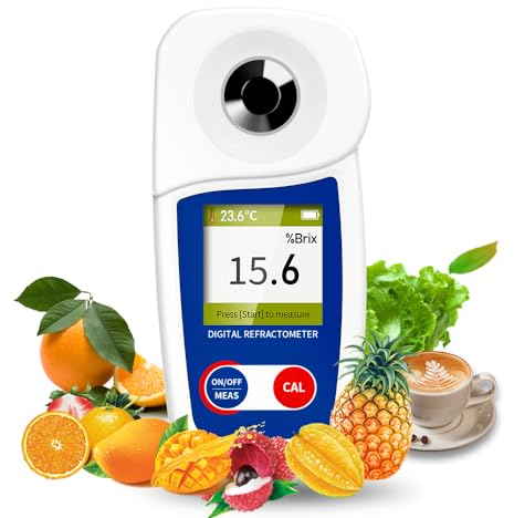 Digitales Brix-Refraktometer, Flagfront-Brix-Messgerät, Refraktometer, automatische Temperaturkompensation, Brix-Refraktometer, Bereich 0–55% ± 0,1% Präzision
