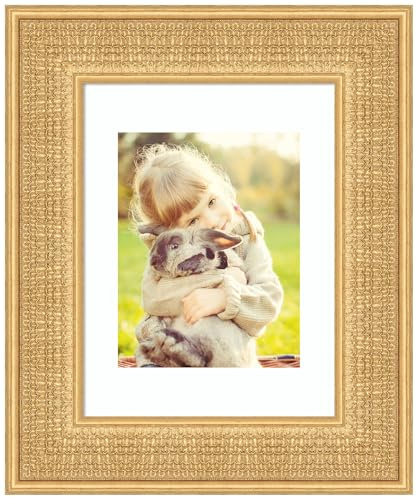 Amanti Art Picture Frame 11x14 Matted to 8x10 Photo Frame, Trellis Gold Wood Framing for your Wedding Photos, Family Pictures, Diploma, Certificate, Kids Art Gift for Mom or Poster Wall Decor