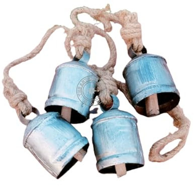 Set di 4 campane giganti da appendere all'albero di Natale, in metallo, stile rustico, stile rustico, decorazione natalizia per albero di Natale, 4 pezzi