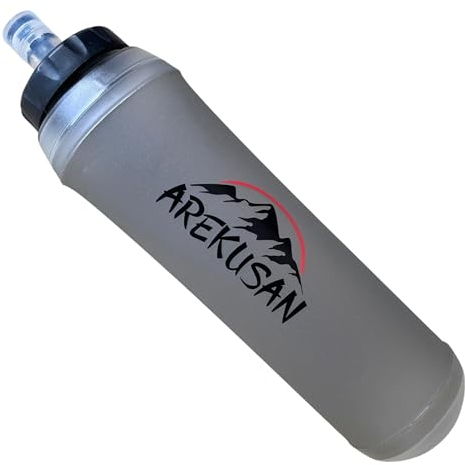 Flasque Running 500 ml Gourde Souple pour le sport, la course à pied et le trail. Sans BPA. Avec un fond dur plus pratique à glisser dans le gilet d'hydratation. Valve On/Off a débit élevé.