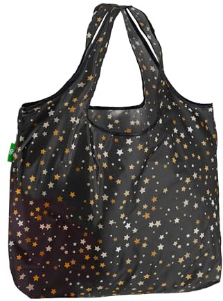ECO CHIC Foldable Reusable Large Recycled Grocery Bags Lightweight Shopping Tote Bags with Storage Pouch (Twinkle Star)