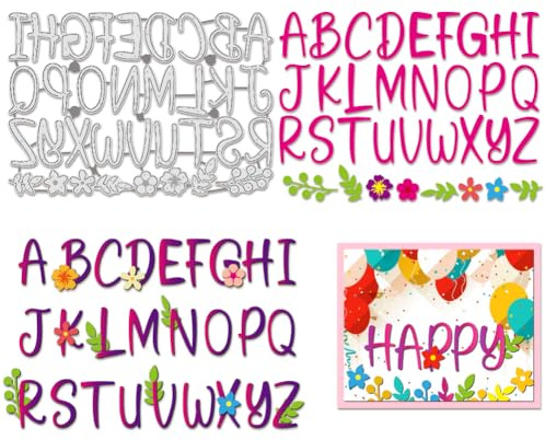 BENECREAT Stencil Plantillas de corte con patrón del alfabeto de 13,1 x 18,8 cm, plantillas decorativas para álbumes de recortes, álbumes de fotos, tarjetas de felicitación, 0,8 mm de grosor