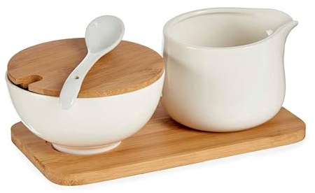 Set azucarero y lechera ceramica y bambu colección VESSIA