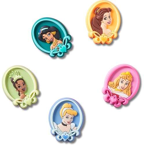 Crocs Disney Princess - Confezione da 5 ciondoli per scarpe, unisex, multicolore, taglia unica, Multicolore, Taglia unica