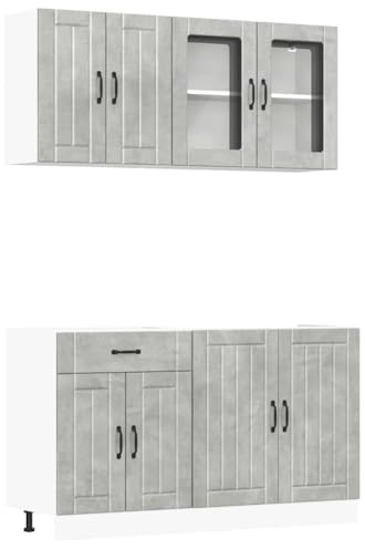 vidaXL Conjunto de armarios de Cocina de 4 Piezas Lucca de, Madera de ingeniería Gris hormigón