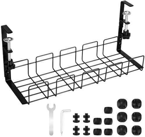 Plateau de gestion des câbles sans perçage,plateau de câbles avec pince pour gestion des fils de bureau,rangement cable bureau,support de câbles d'ordinateur pour bureau,maison