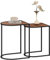 HOMCOM 2er-Set Couchtisch, Eckiger Beistelltisch, Kaffeetisch mit Stahlgestell, Sofatisch stapelbar, für Wohnzimmer, bis 20 kg Belastbar, Braun+Schwarz