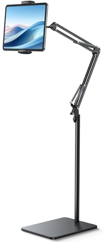Lamicall Tablet Floor Stand Holder - [55 Height Adjustable][ Flexible Arm] 5lb Base Tablet Holder, Multi Angle Bed Mount Gifts for 4.7-13 Devices, iPad Pro Air, Tabs, E-Readers, Kindle Accessories
