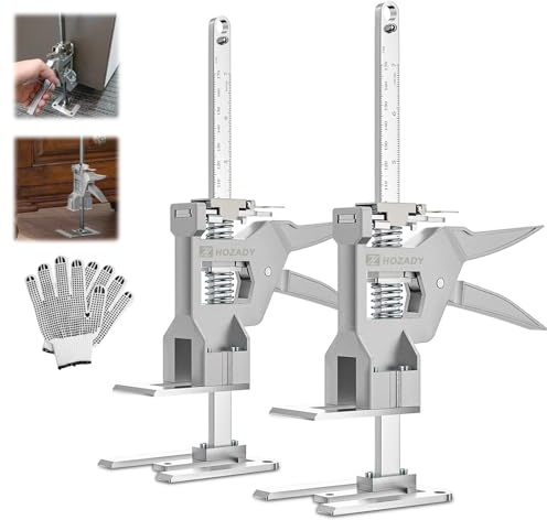 Labor Saving Arm Jack 2 Pack, 440LBS Capacity Furniture Jack with Stainless Steel Construction, 12-Inch Multi-Functional Lifting Tool & Height Adjuster for Windows, Doors, Tiles, Appliances