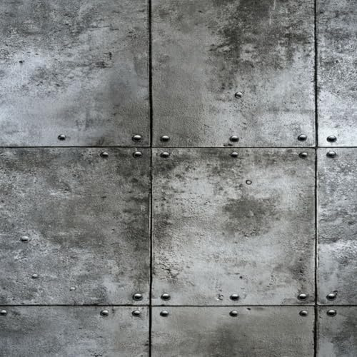 17.7x118 Peel and Stick Wallpaper Vintage Wallpaper Industrial Grunge Metal Wall Panels Rivets Rustic Factory Wall Decor Contact Paper Removable Wall Paper for Bedroom Desk Drawers Kitchen