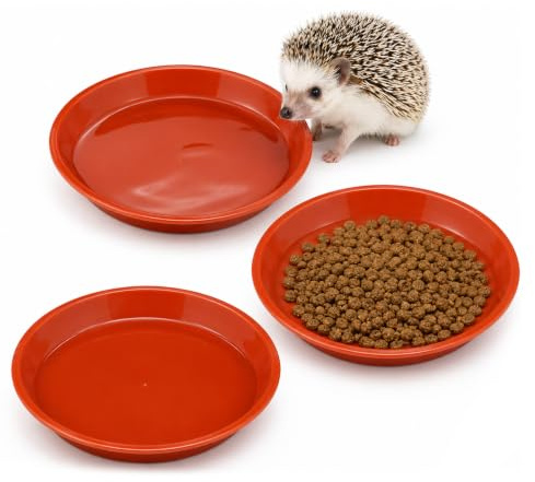 Kynoz 3 Pack Hedgehog Bowls for Hedgehog Feeding Stations, 14cm Red | Three Low-Profile 14cm Hedgehog Food And Water Bowls, Easy-Clean PP Dishes For Gardens, Shelters And Feeding Stations