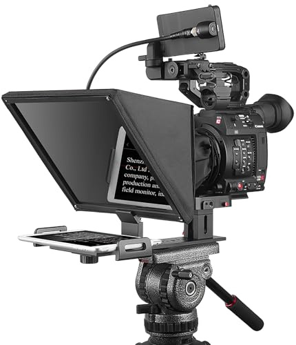 Desview - T12 Teleprompter - 12,5 Zoll - HD Glas - Tragbarer Teleprompter mit Fernbedienung - Für DSLR, Camcorder, iPad - Autocue