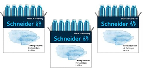 SCHNEIDER Juego de 3 fundas de 6 cartuchos de tinta para pluma estilográfica Pastel Ice Blue
