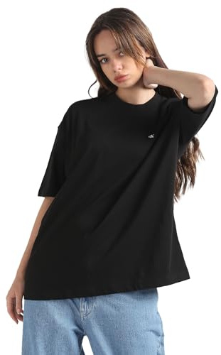 Calvin Klein Jeans Embro Badge Boyfriend tee J20J222568 Camisetas de Punto de Manga Corta, Negro (CK Black), S para Mujer