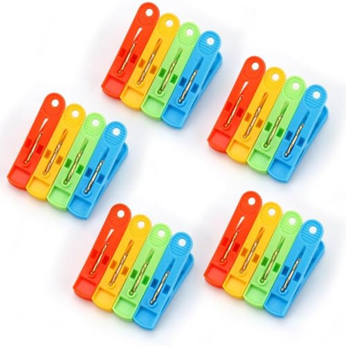 Clothes Pegs for Washing Line, 60 Packs Plastic Laundry Pegs Strong Grip Non-slip Washing Line Peg with 4 Colors Laundry Clips for Home Garden Indoor & Outdoor Drying Essentials