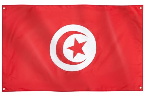 Runesol Bandiera della Tunisia 91x152 cm, 4 occhielli angoli, festa della gioventù, giorno dell'indipendenza