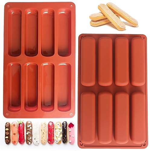Vastsea 2 Piezas Moldes Rectangulares de Silicona, Moldes de Silicona de Barritas, Moldes para Hornear Barritas, para Hacer Barritas, Bizcochos, Jabón, Resina