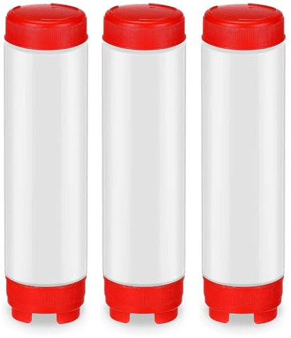 Gokoti Exprimibles de PláStico Invertidas de 16 Onzas, Punta Recargable, Dispensador de VáLvula Grande, Botella Exprimible para Condimentos para Salsas, Salsa de Tomate