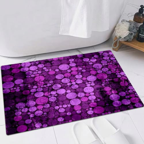 EMFSLA rutschfest Badezimmer Badeteppiche,Weich Hochflor Saugfähig Badvorleger Waschbar Flauschige Mikrofaser Badematte,Aubergine, Lila und Flieder,40x60 cm